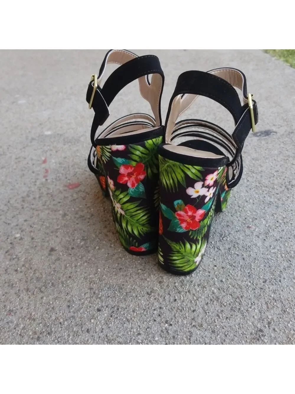 Last 6 PLATFORM PEEP TOE SANDALBLACK NUBUCK PU